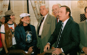 Neil Young and Willie Nelson meeting with members of the Senate Agriculture Committee